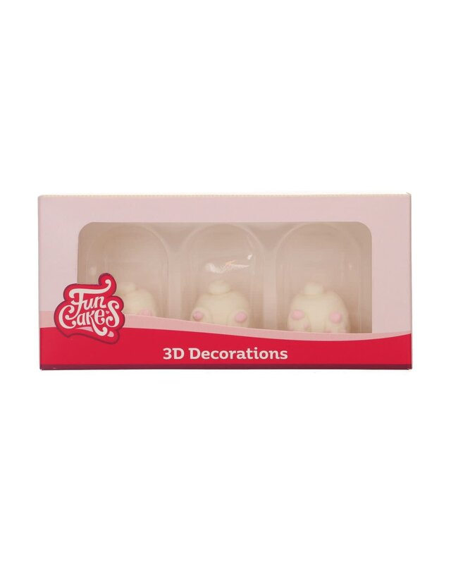 Funcakes FunCakes Suikerdecoratie 3D Bunny Butts Set/3