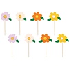 PartyDeco Cake toppers Bloemen mix pk/8