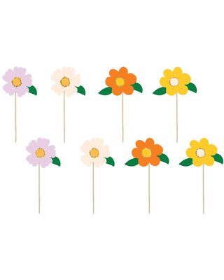 party deco PartyDeco Cake toppers Bloemen mix pk/8