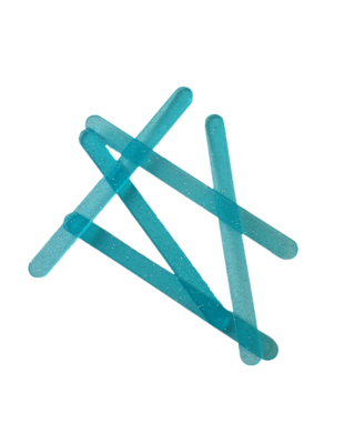 Acryl ijsstokjes glitter blauw transparant 10st