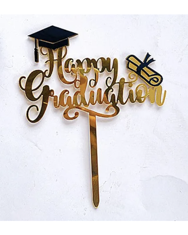 Happy Graduation goud met zwart of zwart met goud