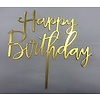 Happy birthday topper sierlijk goud/zwart/roze