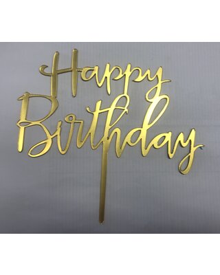 Happy birthday topper sierlijk goud/zwart/roze