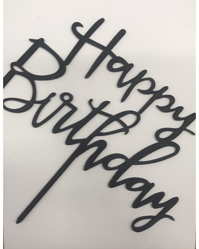 Happy birthday topper sierlijk goud/zwart/roze