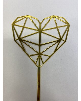 Geometrisch hart topper acryl zwart of goud