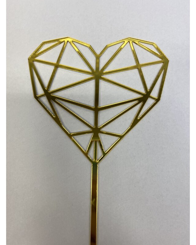Geometrisch hart topper acryl zwart of goud