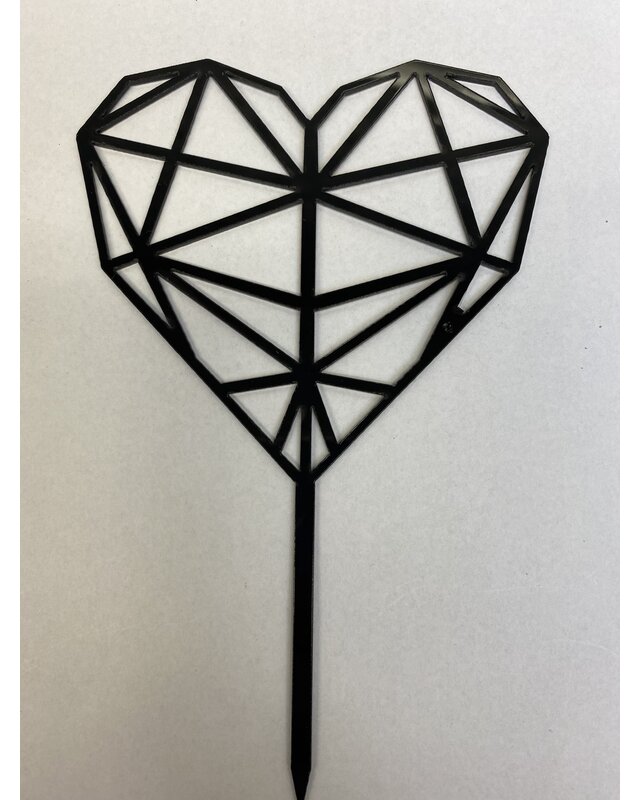 Geometrisch hart topper acryl zwart of goud