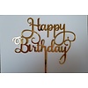 Happy birthday topper A goud/zwart/roze