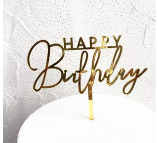 happy birthday topper streep goud/zwart/wit