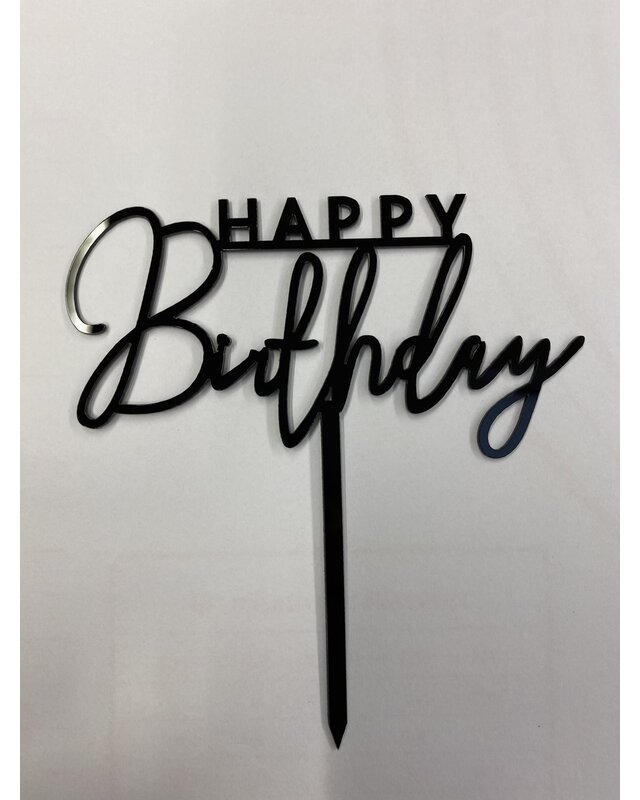 happy birthday topper streep goud/zwart/wit