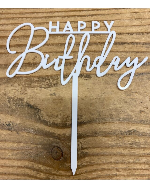 happy birthday topper streep goud/zwart/wit