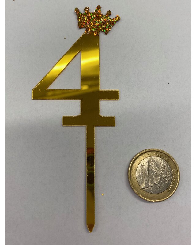 Acryl prikker cijfer 0, t/m 9 goud kroon klein