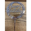 happy birthday topper rond goud/zwart/zilver roze