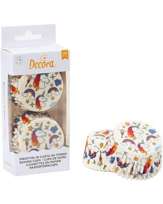 decora Witte eenhoorn baking cups 36st