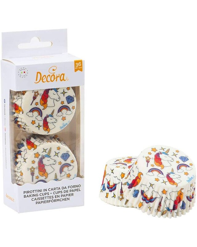 decora Witte eenhoorn baking cups 36st