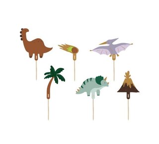 party deco Cupcake Toppers - Dinosaurussen - 8-12cm pk/6