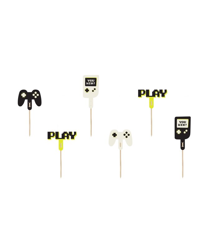 party deco Cupcake Toppers - Gamer 6-10,5cm pk/6