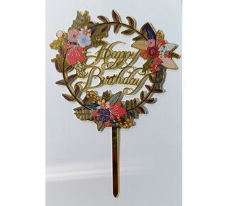 Happy Birthday topper acryl Bloemdesign