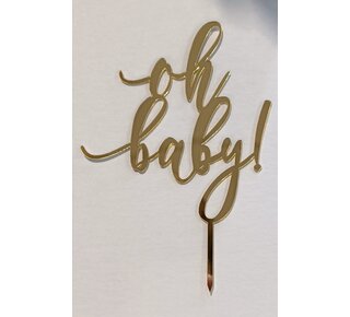 Topper Oh Baby sierlijk acryl goud