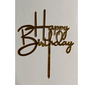 Happy birthday strak goud acryl