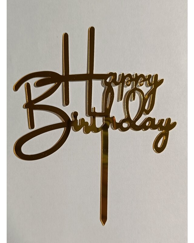Happy birthday strak goud acryl