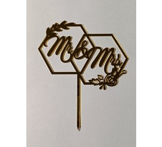Mr & Mrs goud acryl 6-kant