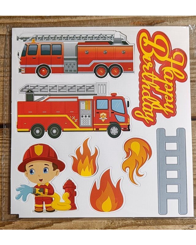 Brandweer thema taartdecoratie set met stokjes