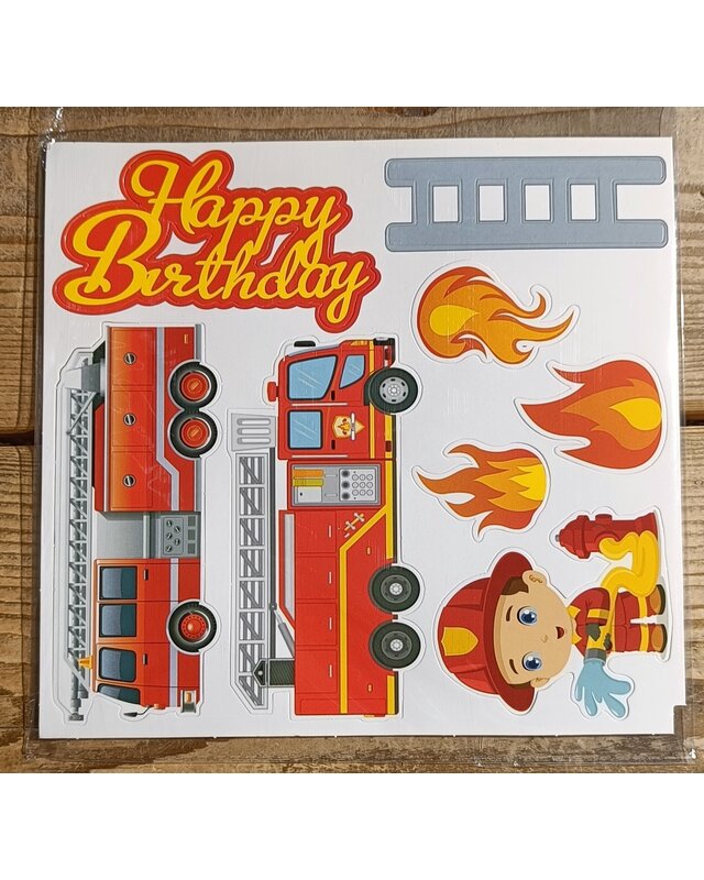 Brandweer thema taartdecoratie set met stokjes
