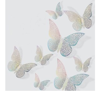 Zilver hologram plastic vlinders  12st