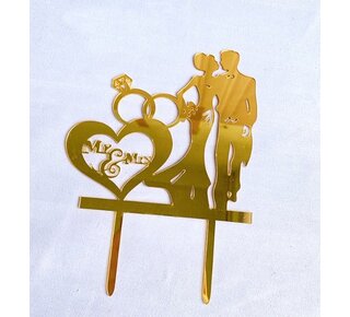 Mr & Mrs topper acryl goud silhouet
