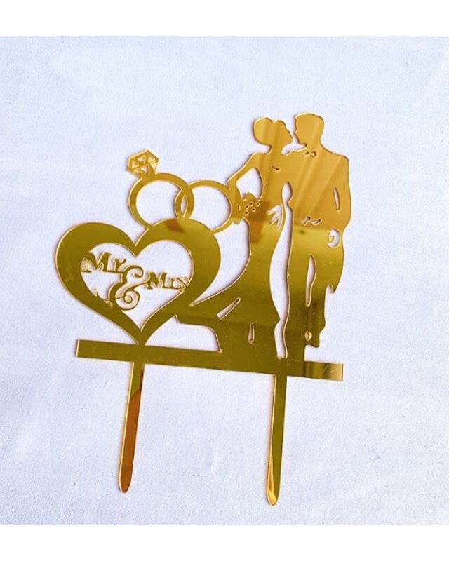Mr & Mrs topper acryl goud silhouet