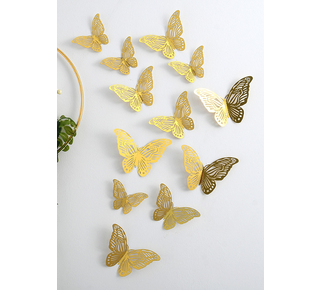 Gouden plastic vlinders B 12st
