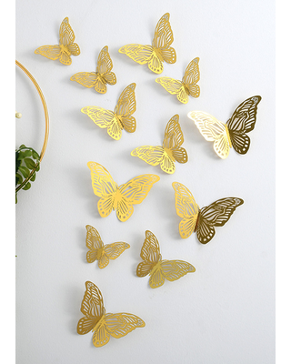 Gouden plastic vlinders B 12st