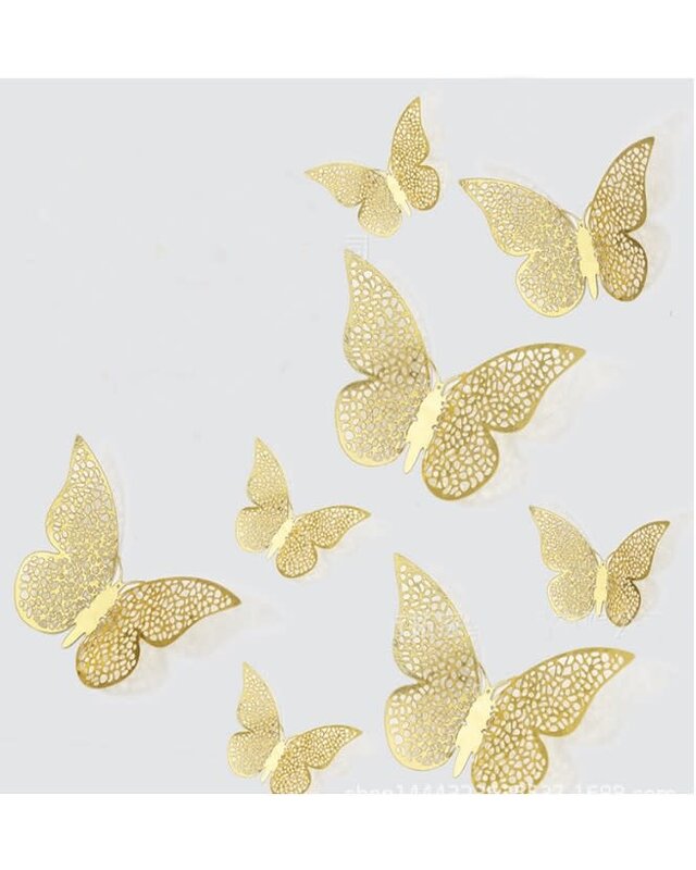 Gouden plastic vlinders A 12st