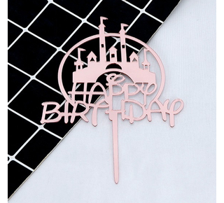 Happy birthday Kasteel / sprookjes rosé goud acryl