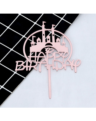 Happy birthday Kasteel / sprookjes rosé goud acryl