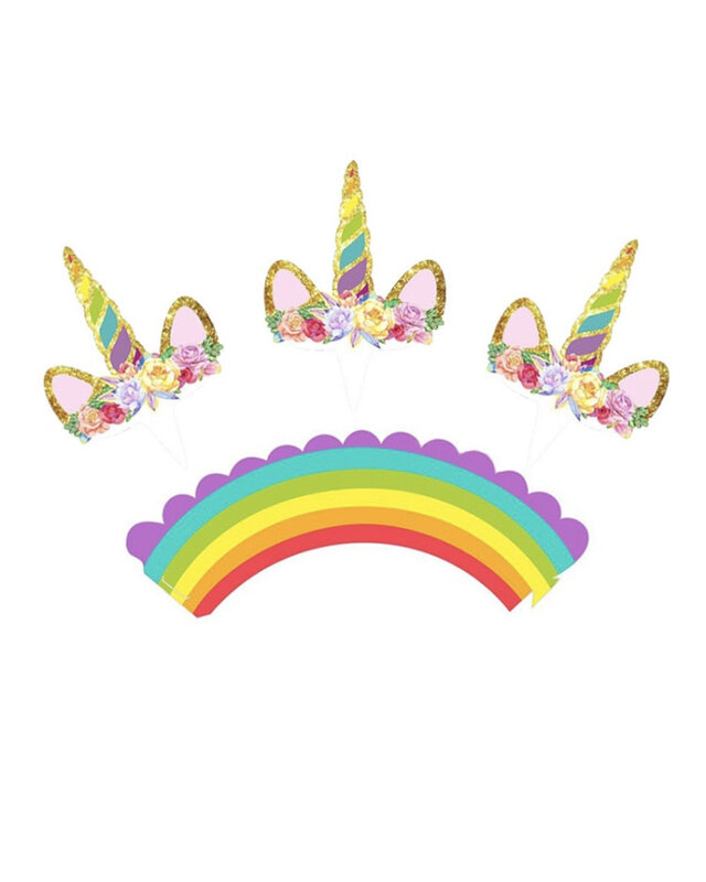 Eenhoorn cupcake wrappers met prikker