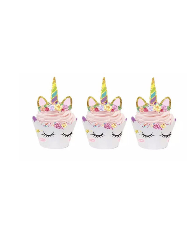 Eenhoorn cupcake wrappers met prikker