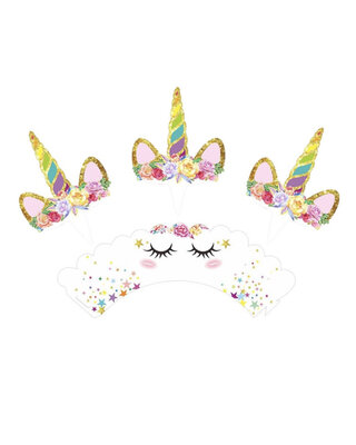 Eenhoorn cupcake wrappers met prikker 12st
