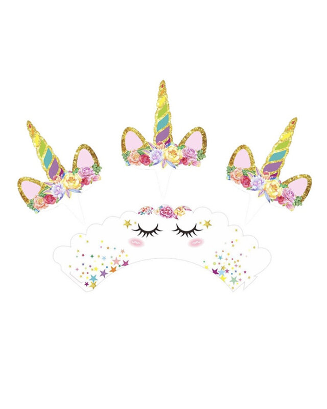 Eenhoorn cupcake wrappers met prikker