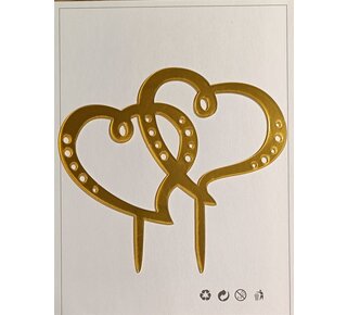 Dubbel hart goud acryl taarttopper