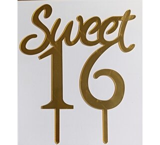 Sweet 16 topper goud acryl