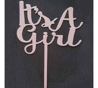 Cake topper It's a Girl roze acryl
