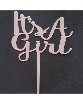 Cake topper It's a Girl roze acryl