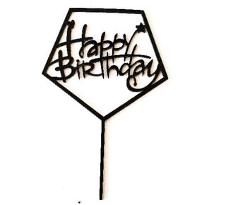 Happy Birthday ster 5 kant zwart acryl