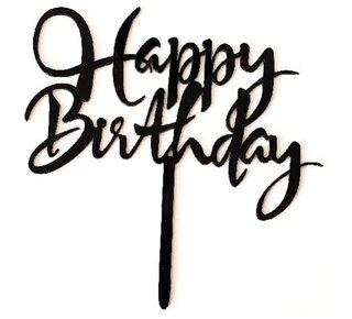 Cake topper Happy Birthday zwart acryl