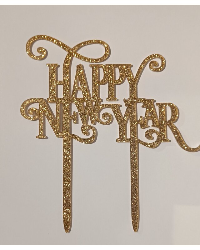 Cake topper Happy New Year rose goud