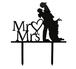 tastyme Mr & Mrs getilde bruid topper acryl zwart