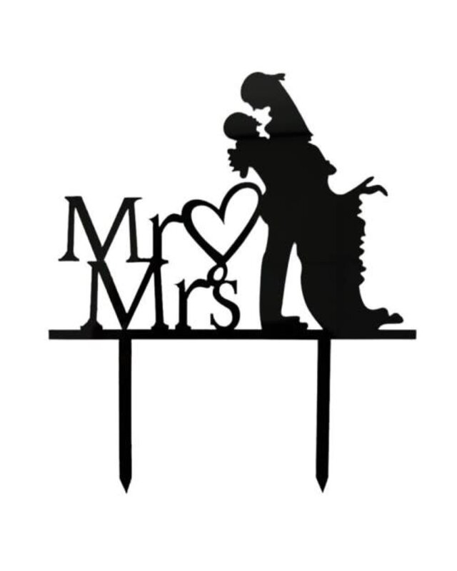 tastyme Mr & Mrs getilde bruid topper acryl zwart