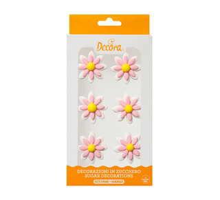 decora Decora roze suiker madeliefjes 3,5cm 6st